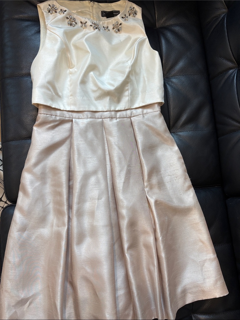 Jessica Howard Cream Jeweled A-Line Dress